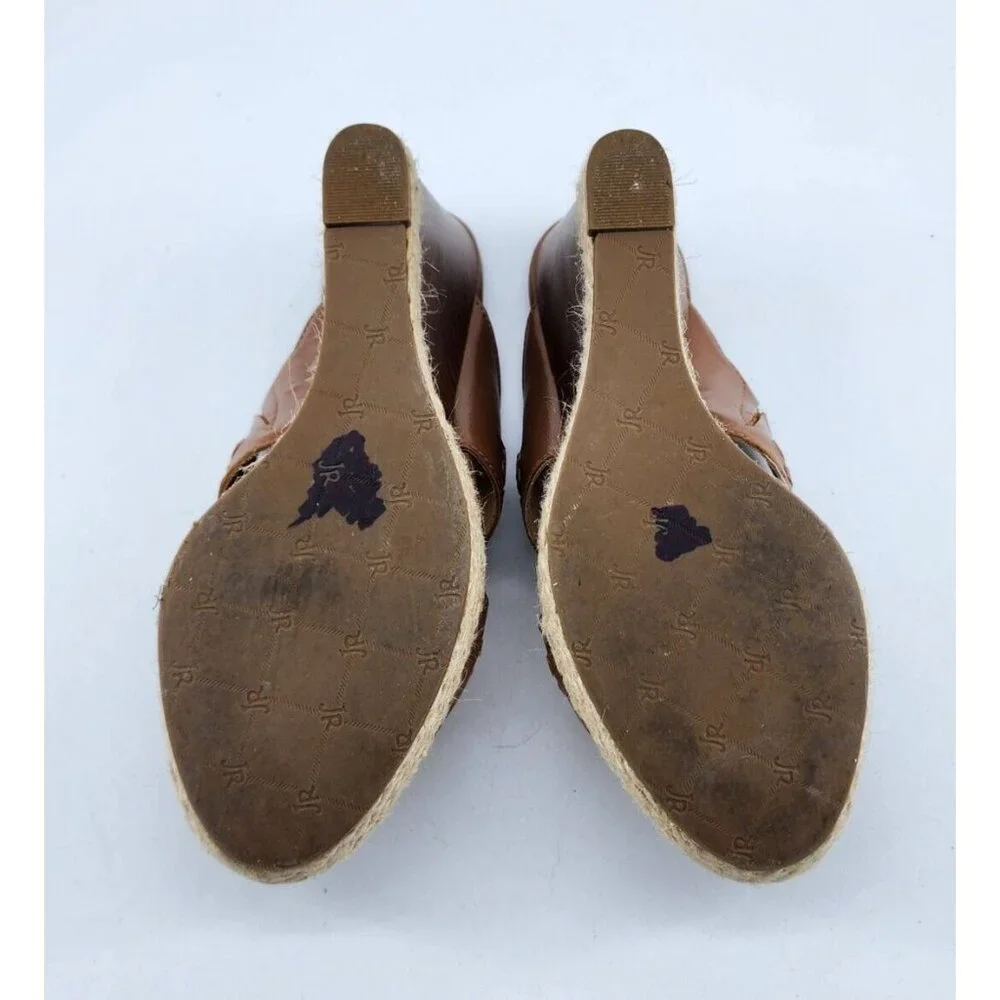 Jack Rogers Women's Sophia Wooden Brown Woven‎ Slip On Wedge Sandals Size 6.5M